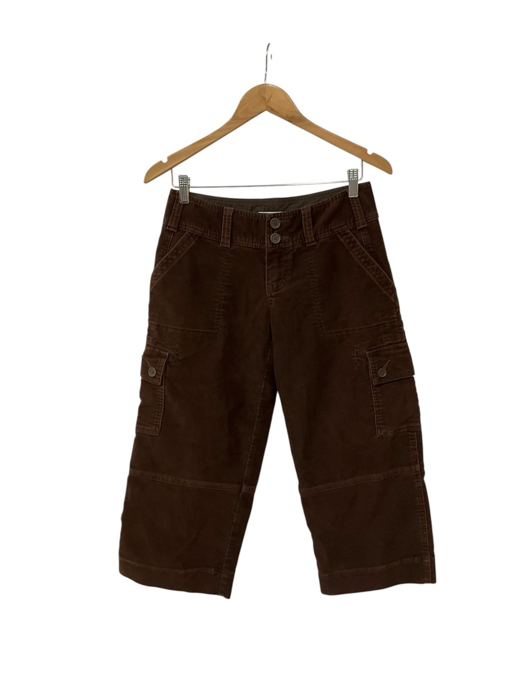 Vintage Y2K Abercrombie & Fitch Brown Corduroy Cargo Capri Pants 0